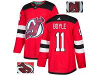 Men's Adidas New Jersey Devils #11 Brian Boyle Red Authentic Fashion Gold NHL Jersey
