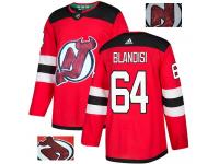 Men's Adidas New Jersey Devils #64 Joseph Blandisi Red Authentic Fashion Gold NHL Jersey