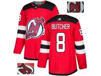 Men's Adidas New Jersey Devils #8 Will Butcher Red Authentic Fashion Gold NHL Jersey
