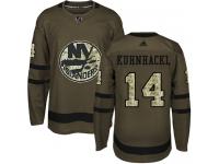 Men's Adidas New York Islanders #14 Tom Kuhnhackl Green Authentic Salute to Service NHL Jersey