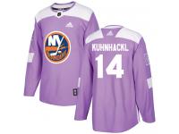 Men's Adidas New York Islanders #14 Tom Kuhnhackl Purple Authentic Fights Cancer Practice NHL Jersey