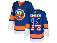 Men's Adidas New York Islanders #14 Tom Kuhnhackl Royal Blue Authentic USA Flag Fashion NHL Jersey