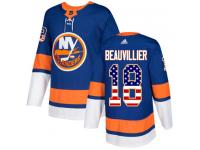 Men's Adidas New York Islanders #18 Anthony Beauvillier Royal Blue Authentic USA Flag Fashion NHL Jersey