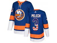 Men's Adidas New York Islanders #3 Adam Pelech Royal Blue Authentic USA Flag Fashion NHL Jersey