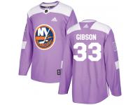 Men's Adidas New York Islanders #33 Christopher Gibson Purple Authentic Fights Cancer Practice NHL Jersey