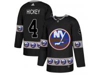 Men's Adidas New York Islanders #4 Thomas Hickey Black Authentic Team Logo Fashion NHL Jersey