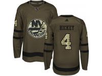 Men's Adidas New York Islanders #4 Thomas Hickey Green Authentic Salute to Service NHL Jersey