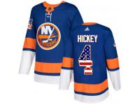 Men's Adidas New York Islanders #4 Thomas Hickey Royal Blue Authentic USA Flag Fashion NHL Jersey