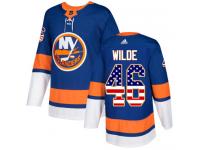 Men's Adidas New York Islanders #46 Bode Wilde Royal Blue Authentic USA Flag Fashion NHL Jersey