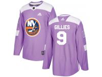 Men's Adidas New York Islanders #9 Clark Gillies Purple Authentic Fights Cancer Practice NHL Jersey