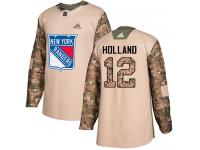 Men's Adidas New York Rangers #12 Peter Holland Camo Authentic Veterans Day Practice NHL Jersey