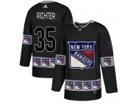 Men's Adidas New York Rangers #35 Mike Richter Black Authentic Team Logo Fashion NHL Jersey