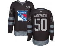 Men's Adidas New York Rangers #50 Lias Andersson Black Authentic 1917-2017 100th Anniversary NHL Jersey
