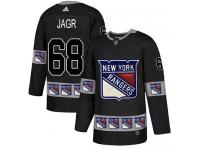 Men's Adidas New York Rangers #68 Jaromir Jagr Black Authentic Team Logo Fashion NHL Jersey