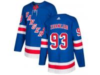 Men's Adidas New York Rangers #93 Mika Zibanejad Royal Blue Home Authentic NHL Jersey