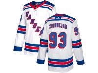 Men's Adidas New York Rangers #93 Mika Zibanejad White Away Authentic NHL Jersey