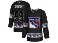 Men's Adidas New York Rangers #99 Wayne Gretzky Black Authentic Team Logo Fashion NHL Jersey