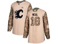 Men's Adidas NHL Calgary Flames #18 James Neal Authentic Jersey Camo Veterans Day Practice Adidas
