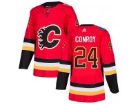 Men's Adidas NHL Calgary Flames #24 Craig Conroy Authentic Jersey Red Drift Fashion Adidas
