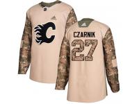 Men's Adidas NHL Calgary Flames #27 Austin Czarnik Authentic Jersey Camo Veterans Day Practice Adidas
