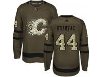 Men's Adidas NHL Calgary Flames #44 Tyler Graovac Authentic Jersey Green Salute to Service Adidas