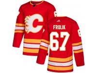 Men's Adidas NHL Calgary Flames #67 Michael Frolik Authentic Alternate Jersey Red Adidas