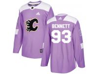 Men's Adidas NHL Calgary Flames #93 Sam Bennett Authentic Jersey Purple Fights Cancer Practice Adidas
