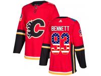 Men's Adidas NHL Calgary Flames #93 Sam Bennett Authentic Jersey Red USA Flag Fashion Adidas