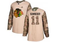 Men's Adidas NHL Chicago Blackhawks #11 Jordan Schroeder Authentic Jersey Camo Veterans Day Practice Adidas