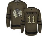 Men's Adidas NHL Chicago Blackhawks #11 Jordan Schroeder Authentic Jersey Green Salute to Service Adidas