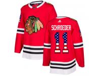 Men's Adidas NHL Chicago Blackhawks #11 Jordan Schroeder Authentic Jersey Red USA Flag Fashion Adidas