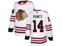 Men's Adidas NHL Chicago Blackhawks #14 Chris Kunitz Authentic Away Jersey White Adidas
