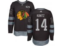 Men's Adidas NHL Chicago Blackhawks #14 Chris Kunitz Authentic Jersey Black 1917-2017 100th Anniversary Adidas