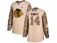 Men's Adidas NHL Chicago Blackhawks #14 Chris Kunitz Authentic Jersey Camo Veterans Day Practice Adidas