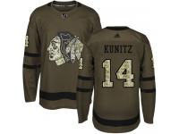 Men's Adidas NHL Chicago Blackhawks #14 Chris Kunitz Authentic Jersey Green Salute to Service Adidas