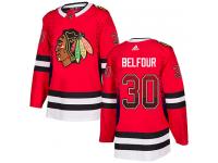 Men's Adidas NHL Chicago Blackhawks #30 ED Belfour Authentic Jersey Red Drift Fashion Adidas