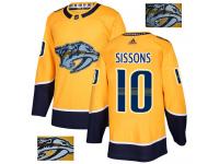 Men's Adidas NHL Nashville Predators #10 Colton Sissons Authentic Jersey Gold Fashion Gold Adidas