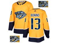 Men's Adidas NHL Nashville Predators #13 Nick Bonino Authentic Jersey Gold Fashion Gold Adidas