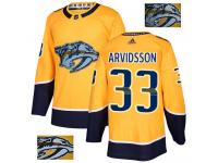 Men's Adidas NHL Nashville Predators #33 Viktor Arvidsson Authentic Jersey Gold Fashion Gold Adidas