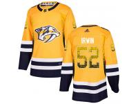 Men's Adidas NHL Nashville Predators #52 Matt Irwin Authentic Jersey Gold Drift Fashion Adidas