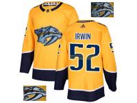 Men's Adidas NHL Nashville Predators #52 Matt Irwin Authentic Jersey Gold Fashion Gold Adidas