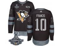 Men's Adidas NHL Pittsburgh Penguins #10 Ron Francis Authentic Jersey Black Stanley Cup Final 1917-2017 100th Anniversary Adidas