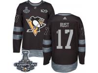 Men's Adidas NHL Pittsburgh Penguins #17 Bryan Rust Authentic Jersey Black Stanley Cup Final 1917-2017 100th Anniversary Adidas