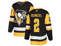 Men's Adidas NHL Pittsburgh Penguins #2 Chad Ruhwedel Authentic Home Jersey Black Adidas