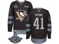 Men's Adidas NHL Pittsburgh Penguins #41 Daniel Sprong Authentic Jersey Black Stanley Cup Final 1917-2017 100th Anniversary Adidas