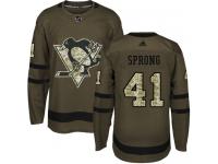 Men's Adidas NHL Pittsburgh Penguins #41 Daniel Sprong Authentic Jersey Green Salute to Service Adidas