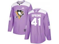 Men's Adidas NHL Pittsburgh Penguins #41 Daniel Sprong Authentic Jersey Purple Fights Cancer Practice Adidas