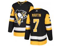 Men's Adidas NHL Pittsburgh Penguins #7 Paul Martin Authentic Home Jersey Black Adidas