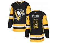 Men's Adidas NHL Pittsburgh Penguins #8 Mark Recchi Authentic Jersey Black Drift Fashion Adidas