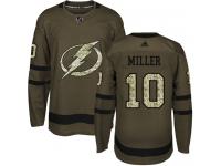 Men's Adidas NHL Tampa Bay Lightning #10 J.T. Miller Authentic Jersey Green Salute to Service Adidas